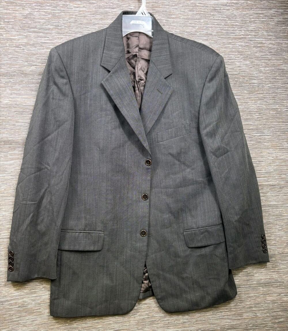 Chiamari Blazer Mens 42 Gray Herringbone Wool 3 Button Suit Jacket Made In Italy